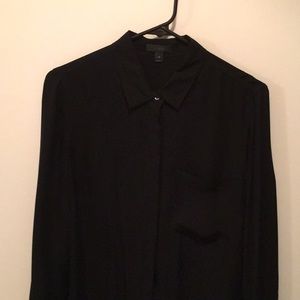 J Crew Black Silk Blouse Size 10